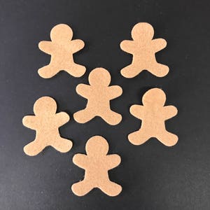 Small Die cut  Felt Gingerbread Man, Stickers, Iron on backed felt,12 Die cut felt 1.75&quot; x 1.5&quot; Eco felt, Christmas DIY Ornament