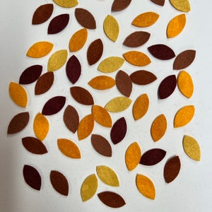 Wool blend Felt Leaves,   1&quot;  x 0.5&quot; Felt leaves  in greens or fall mix