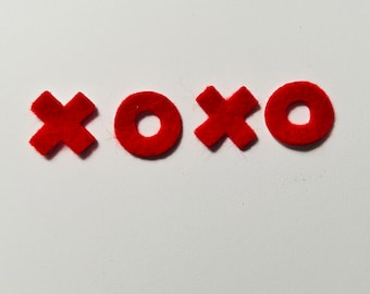 24 Pieces Die Cut Felt XOXO, 6 set of XOXO in 0.8" mini felt cuts