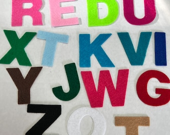 2 inch letters, Iron  on, No Sew Felt, 2" Upper Case Letters or Numbers 0-9 Alphabet 26 colors to choose from.