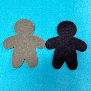 Large  Die cut  Felt Gingerbread Man, Stickers, Iron on backed felt, 12 Die cut felt 4.5&quot; tall x 3.75&quot; wide Eco felt, Christmas DIY Ornament