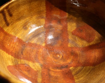 Golden Brown Bowl with African Symbols