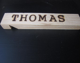 Wood burned Personalized Train Whistle wooden toy gift custom you choose name