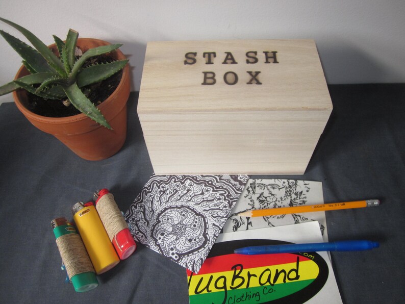 Stash Box Personal Item Box, Stash Away Your Goods, Note Box. Wood