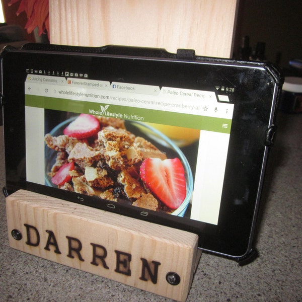 Tablet Holder, Tablet Stand, Tablet Mount ipad ipod holder displayer with personalized front piece