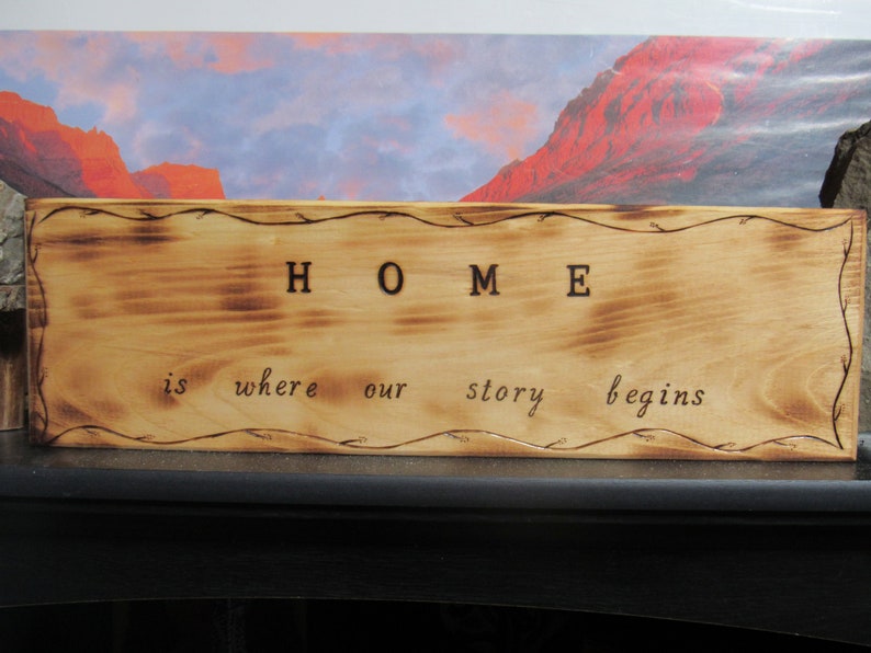 Home is where our story begins House or Door sign. House warming gift. New family gift. image 7