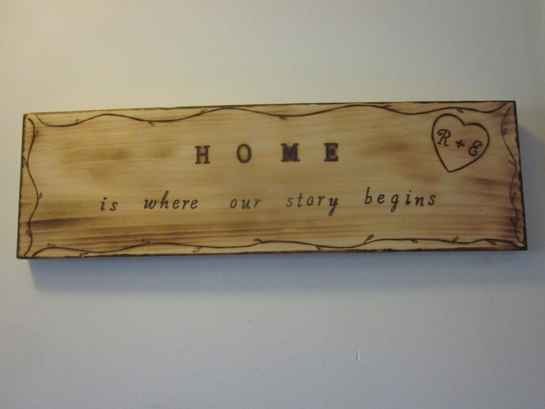 Home is where our story begins House or Door sign. House warming gift. New family gift. image 9