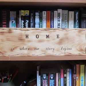 Home is where our story begins House or Door sign. House warming gift. New family gift. image 2