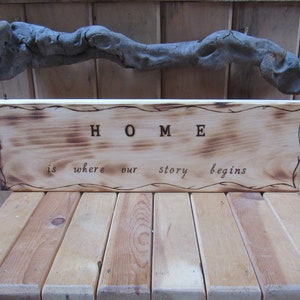 Home is where our story begins House or Door sign. House warming gift. New family gift. image 3