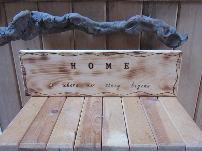 Home is where our story begins House or Door sign. House warming gift. New family gift. image 3