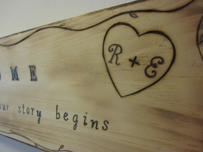 Home is where our story begins House or Door sign. House warming gift. New family gift. image 8