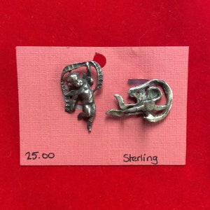 Stupid Cupid  Vintage Sterling Earrings Valentines Day Gift