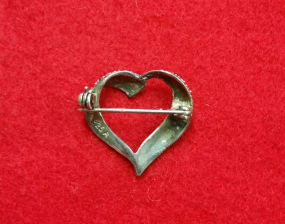 Give Her Your Heart! Vintage Sterling Marcasite H… - image 3