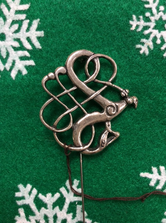 Vintage Viking style Brooch Sterling silver 925