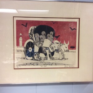 Limited Edition Signed Ox Cart etching by Julian Trevelyan