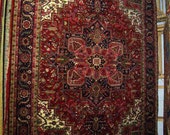 1990s Hand-Knotted, Heriz Style, India Rug, Room-Sized 9x12 (1117)