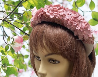 Pink Padded Headband, Easter Headband Hat, Floral Crown