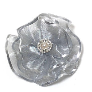 Metallic Silver Magnetic Brooch, Silver Flower Corsage Pin afbeelding 1