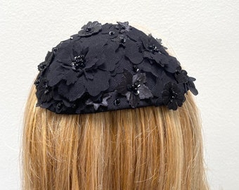 Black Kippah Fascinator, Jewish Hair Cover, Women's Yarmulke