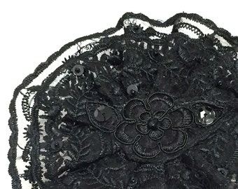 Black Lace Kippah, Black Jewish Head Covering, Black Yarmulke
