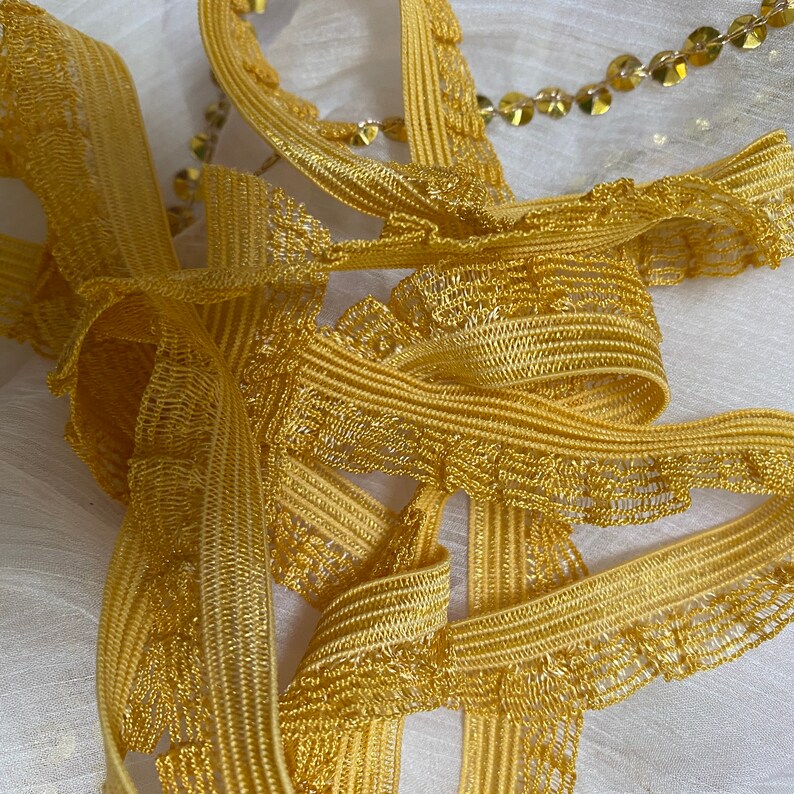 Mustard Ruffle Trim 5 Yards Mustard Yellow Ruffled Elastic, Ruffled Lace Sold by the Yard ...