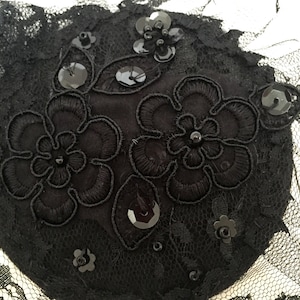 Large Black Lace Head Covering, Black Hair Covering, Black Doily Headpiece image 3