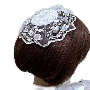 White Lace Jewish Head Covering Kippah, Lace Chapel Cap