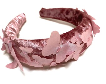 Crystal Butterfly Velvet Padded Headband, for Weddings  display picture 2