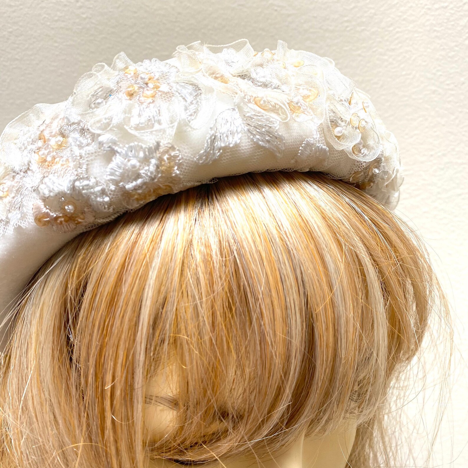 Bridal Ivory Headband Creme Padded Headband Beaded Crown Etsy