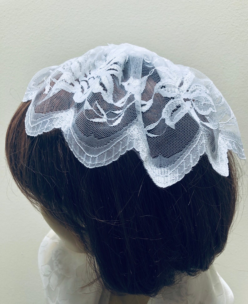 White Lace Chapel Cap Women’s Lace Head Covering White - Etsy Ireland