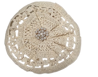 Ivory Crochet Lace Kippah Yarmulke for Women