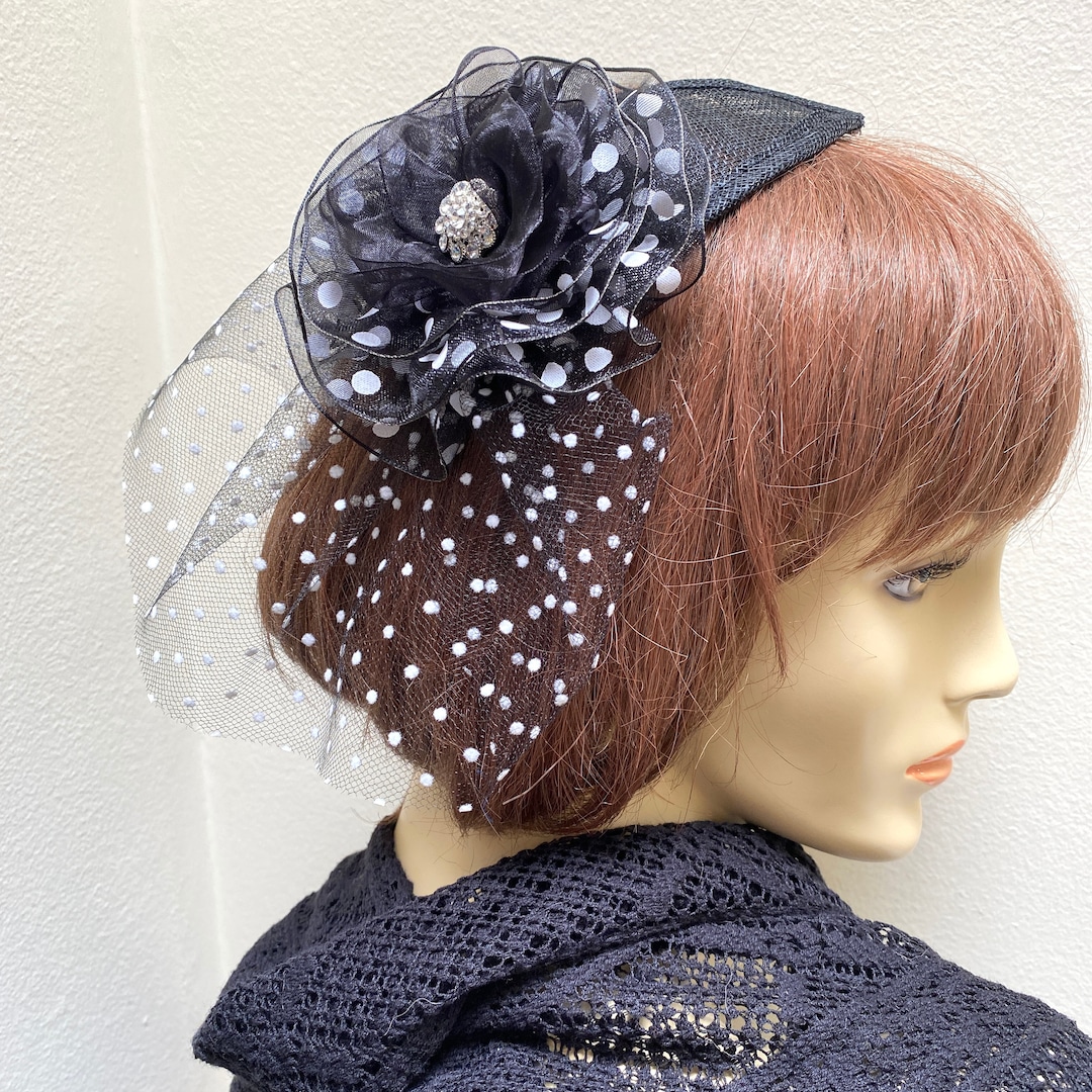 Black and White Polka Dot Fascinator Polka Dot Small Hat Etsy