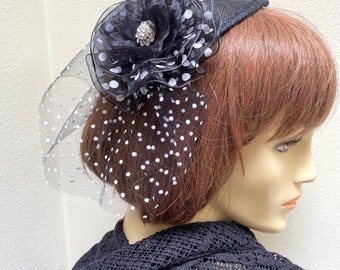 Black and White Polka Dot Fascinator 