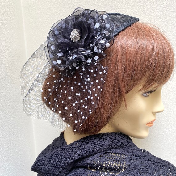 Black and White Polka Dot Fascinator 