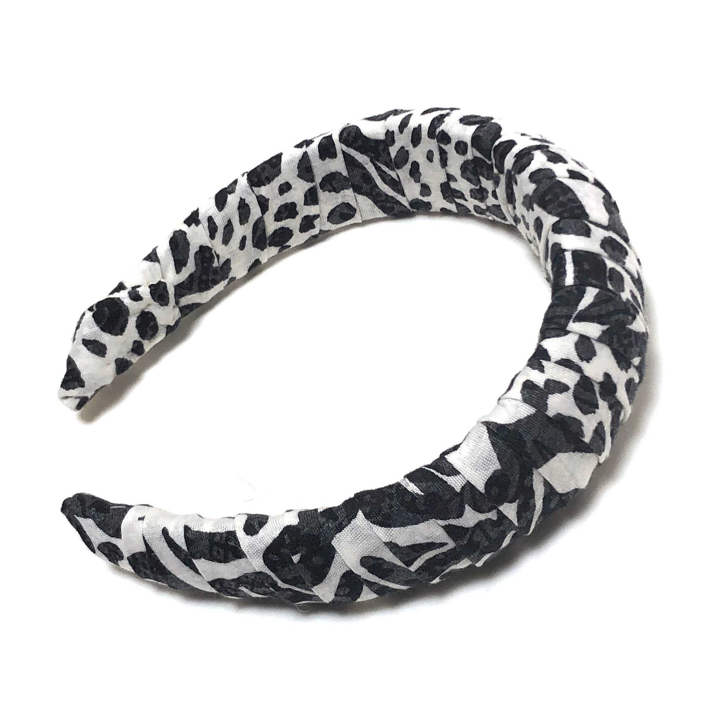 Black & White Logo-Print Padded Headband Leopard Print Padded Headband, Black and White Dome Style - Etsy main image 4