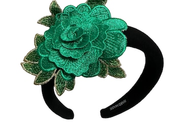 Emerald Green Embroidered Headband, Festival Headwear, St. Patricks Day