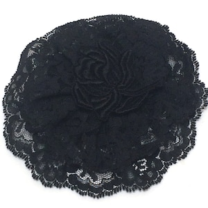 Black Lace Head Covering: Religious Doily
