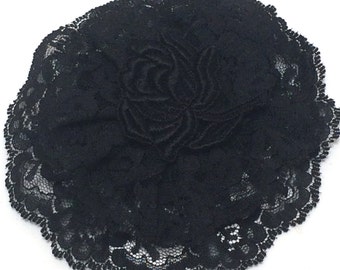 Black Lace Yarmulke, Black Lace Kippah, Jewish Head Covering for Women