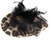 Exquisitely Fabulous Leopard Print Feathered Couture Hat NWT Couture Designer Brown Winter Wool Leopard Cheetah Print Hat  main image 3