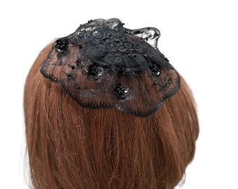 Women's Black Lace Kippah, Jewish Headcover