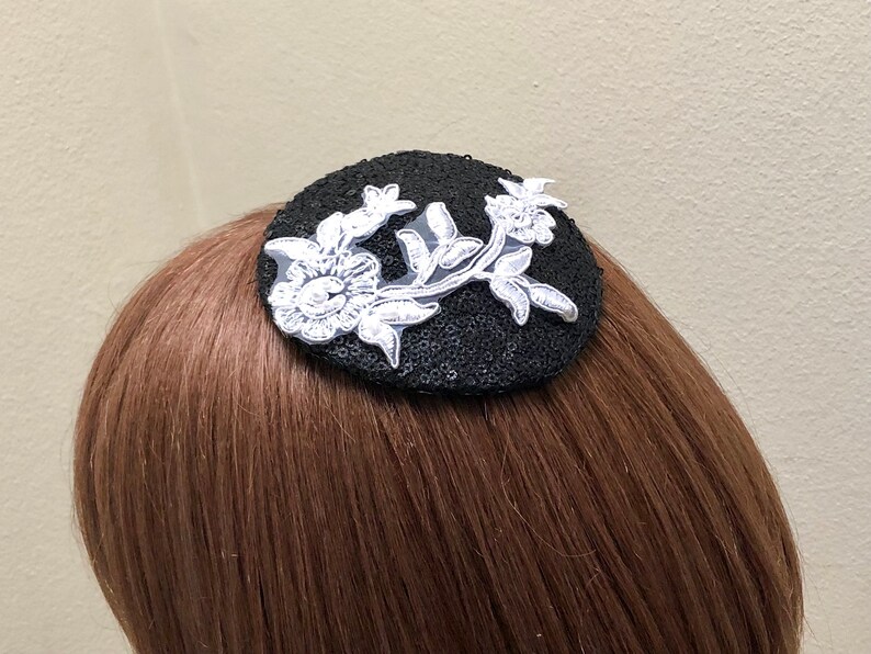 Sequin Jewish Head Covering Black and White Kippah Woman/'s Sequin Kippot