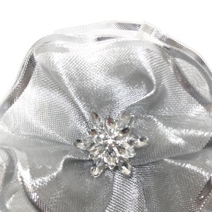 Metallic Silver Magnetic Brooch, Silver Flower Corsage Pin image 3