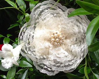 Pearl and Ivory Lace Kippah, Womens Kippot, Shabbat Kippa, Girl's Bat Mitzvah Yarmulke