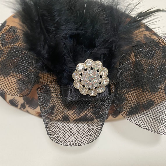 Leopard Print Fascinator: Feathered Animal Print Cocktail  display picture 2