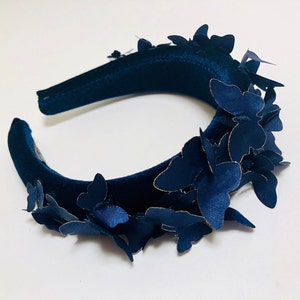 Navy Padded Headband, Butterfly Crown, Navy Alice Band