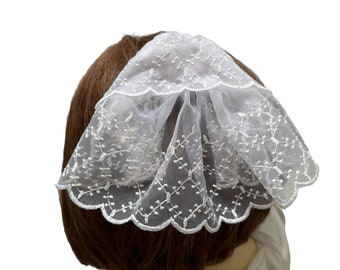 White Lace Kippah Head Covering, Women's Lace Doily