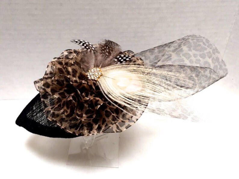 Leopard Fascinator Kentucky Derby Hat Animal Print Hat Etsy