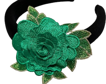 St Patrick's Day Embroidered Headband, Green Irish Fascinator