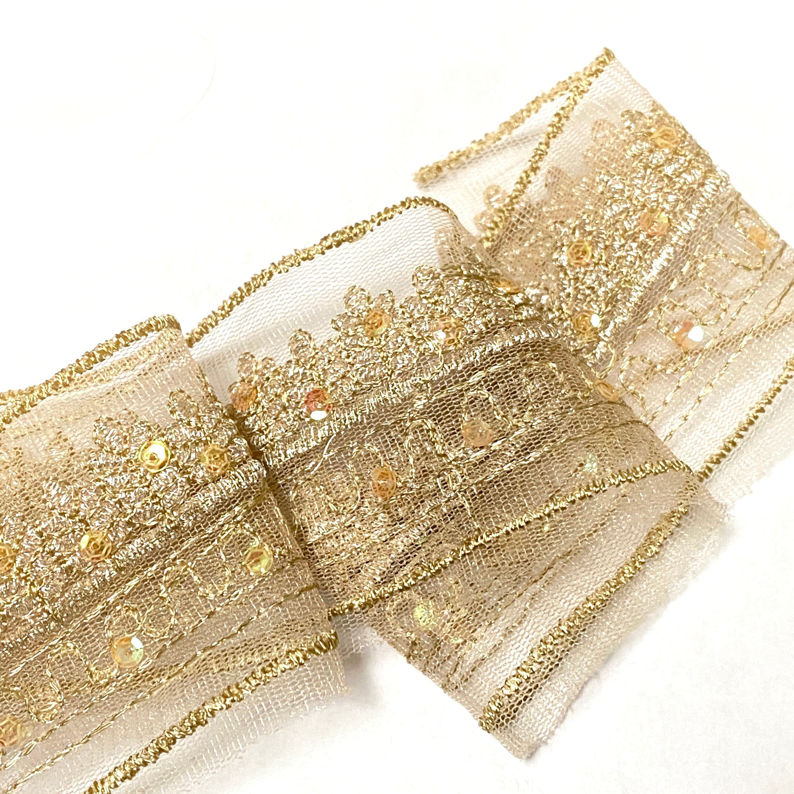 Gold Lace Trim With Sequins By the Yard 2 Wide Etsy