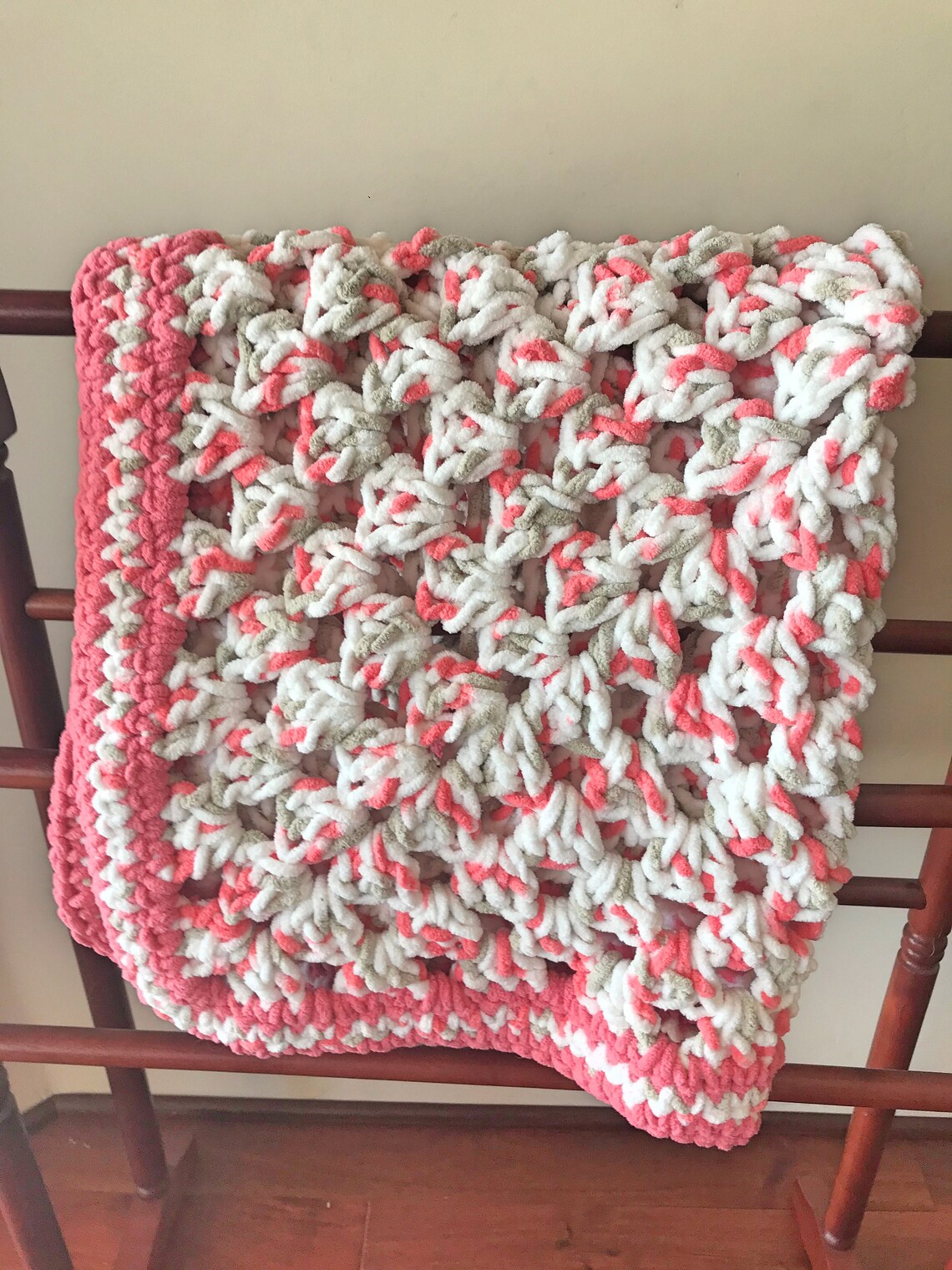 Coral Baby Crochet Afghan Bernat Blanket Yarn Etsy